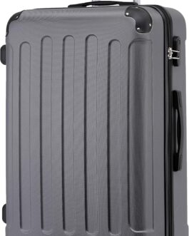 BEIBYE Twin Wheels Hard Case Travel Suitcase Trolleys Hard Shell in XL-L-M in 20 Colours, Business Grey