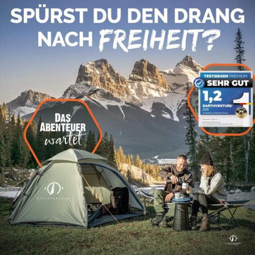EARTHVENTURE® Camping Tent for 2 People - Waterproof, Quick & Easy Assembly - Ultralight with Small Pack Size - For Outdoor, Festival, Trekking & Motorcycle – Bild 2