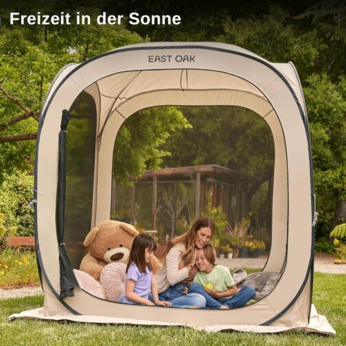 EAST OAK Pop Up Tent for 2-3 People, Gazebo for Camping, Garden, Patio, Pop Tent, Family Tent Standing Height, Fabrics Waterproof, UPF 50+ UV Protection, 360° Ventilation, Anti Mosquito, with Carry – Bild 5