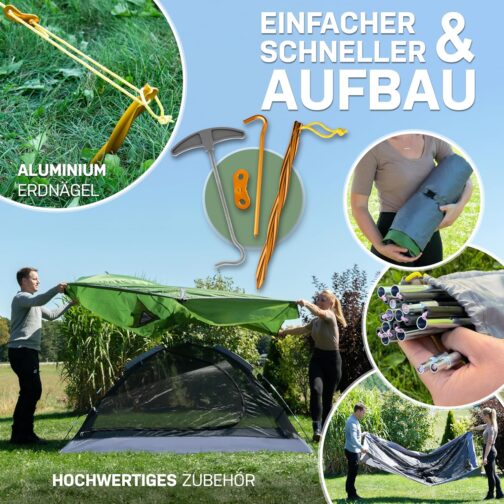 NORDBÄR® Ultralight and Waterproof Tent for 1-2 or 3-4 People Outdoor Tent for Camping, Trekking or Festival Trekking Tent, Camping Tent, Hiking Tent – Bild 4