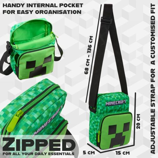 Minecraft Boys Cross Body Bag Green One Size Modern – Bild 6