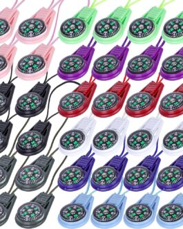 Pack of 36 Mini Survival Compass, Multi-Colour Compasses, Children’s Mini Compass, Children on Cord, Small Compass Bag, Compass Keyring, Portable Colourful Compass for Outdoor, Camping & Hiking