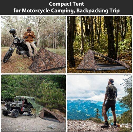 Geertop Bivouac Trekking Camping Tent Mini Pack Lightweight 213 x 101 x 91 cm H (1.5 kg), 1 person, 3 to 4 Seasons for Outdoor Camping, Hiking, Travelling and Climbing – Bild 7