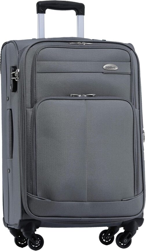 Beibye 4-Wheeled Travel Suitcase, Fabric Case, Hand Luggage, Children's Luggage Suitcase Trolley Set, XL, L, M, gray