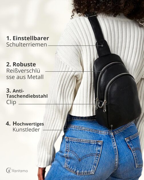 Vantamo Crossbody Bags for Women: RFID Blocking Vegan Leather Crossbody Bag with Anti-Pickpocket Clip – Bild 5