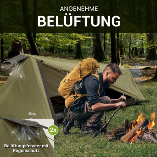 EXPLORER Namib 1 & 2 Person Tent Small Pack Size Ultralight for Bicycle or Motorcycle Travel 1-2 People 3000 mm Hydrostatic Head with Separate Inner Tent Hiking Trekking Camping – Bild 8