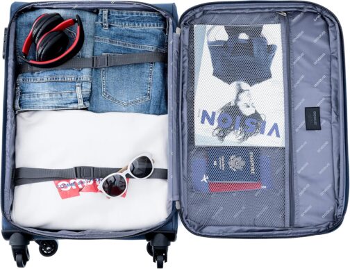 Beibye 4-Wheeled Travel Suitcase, Fabric Case, Hand Luggage, Children's Luggage Suitcase Trolley Set, XL, L, M, gray – Bild 4
