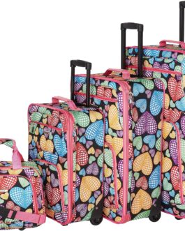 Rockland 4 Piece New Heart Luggage Set, Newheart, One Size