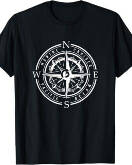 Kompass maritimes Design Kompass Kapitän Seemann Ocean T-Shirt, black