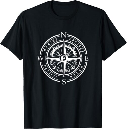 Kompass maritimes Design Kompass Kapitän Seemann Ocean T-Shirt, black