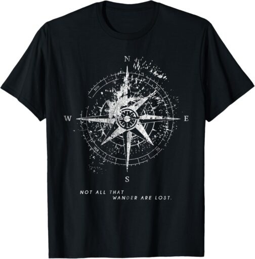 Compass T-Shirt with German Text "Kompass" [German Language], black